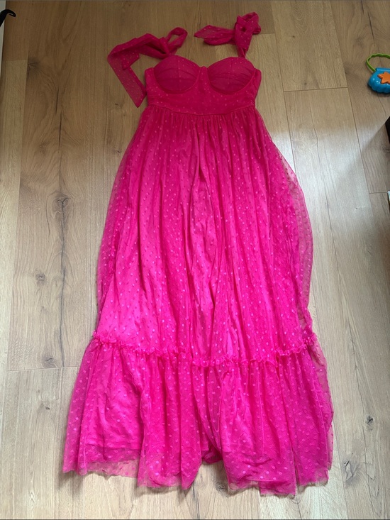 Dresses & Skirts - Fuchsia Pink Polka Dot Tulle Maxi Dress